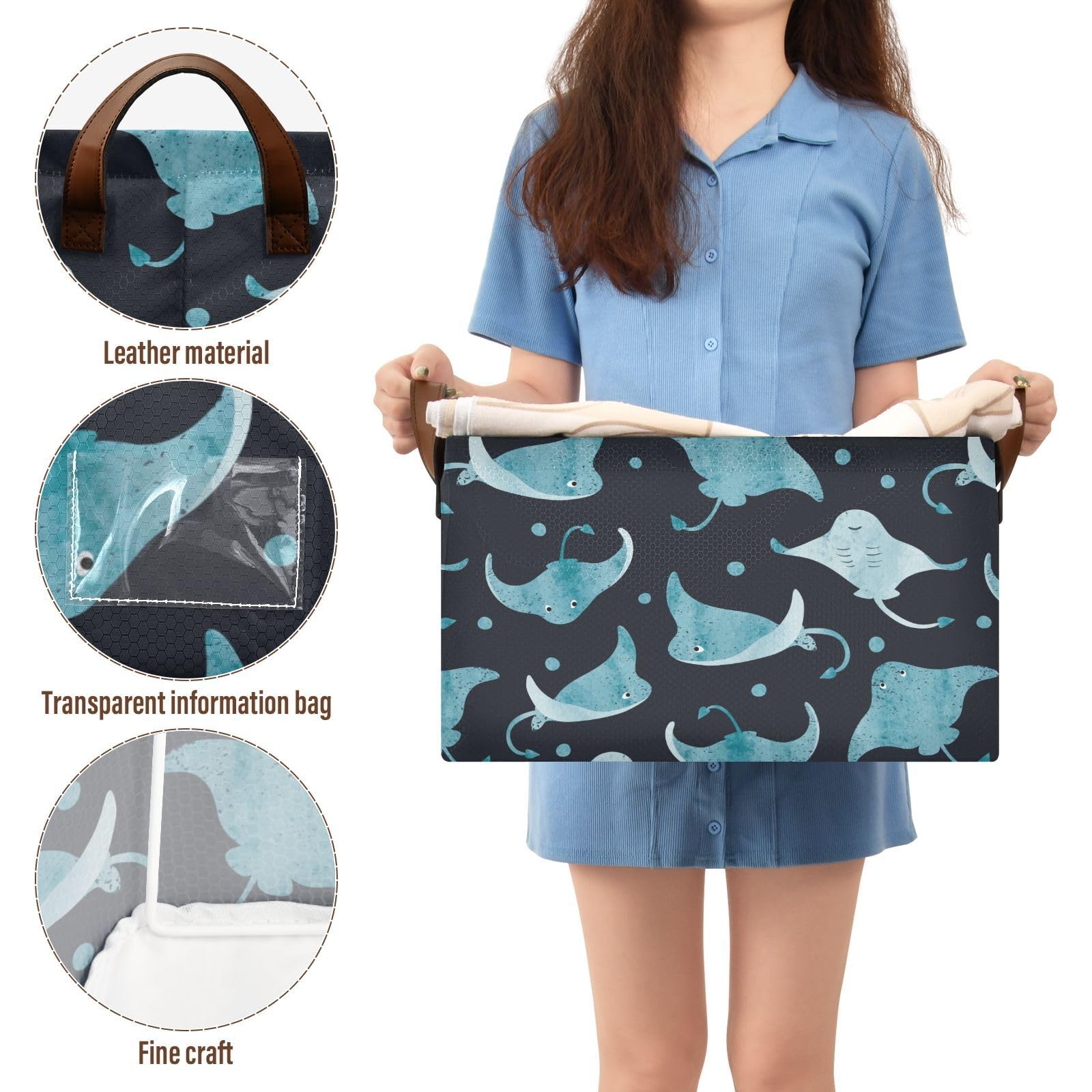 Ollabaky foldable storage bin collapsed flat for space-saving storage.