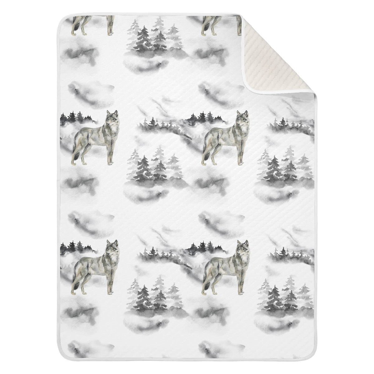 Ollabaky Forest Wolf baby blanket with forest pattern for cozy crib and stroller