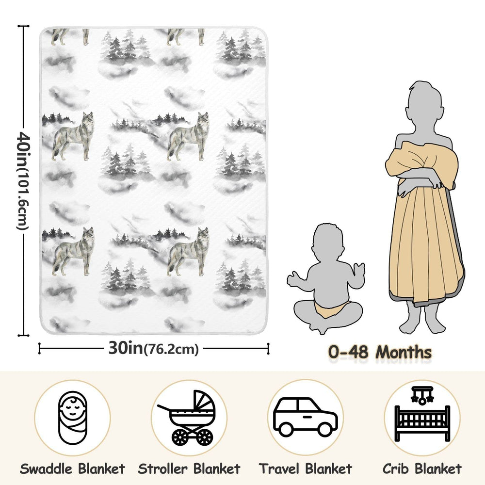 Ollabaky Forest Wolf blanket shown for stroller usage