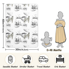 Ollabaky Forest Wolf blanket shown for stroller usage