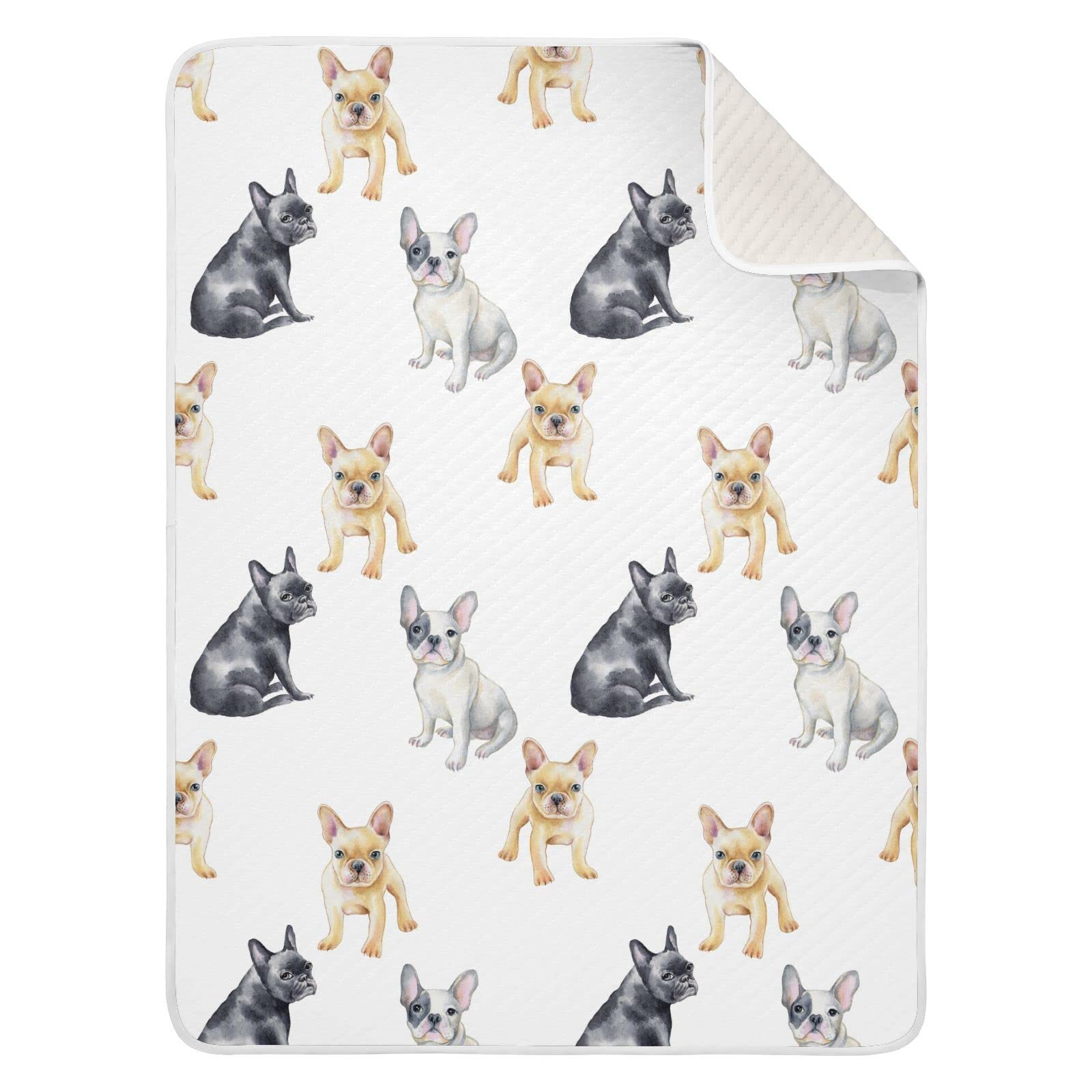 Ollabaky French Bulldog blanket adds playful nursery style and color.