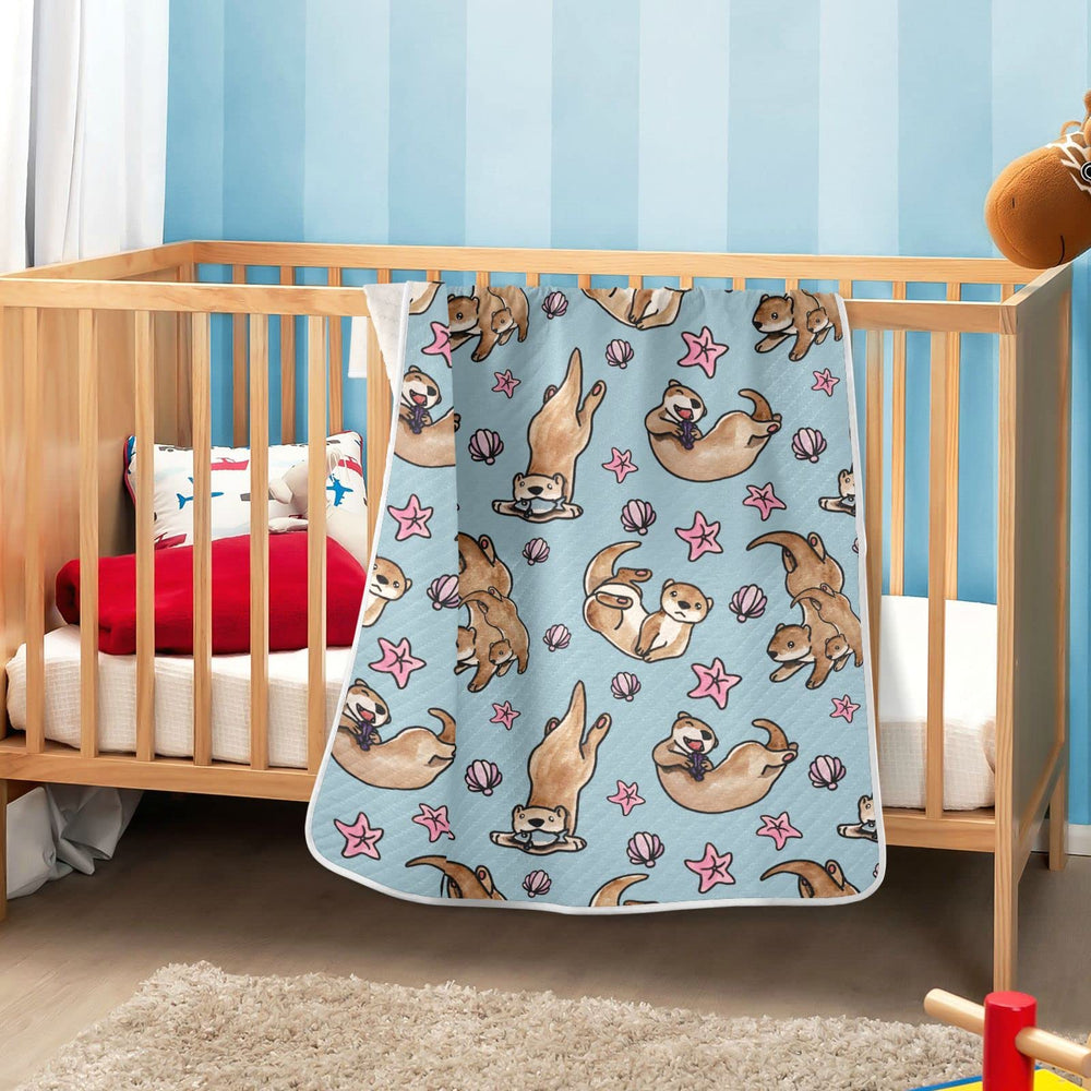Ollabaky Otters blanket in a car seat canopy for naps.
