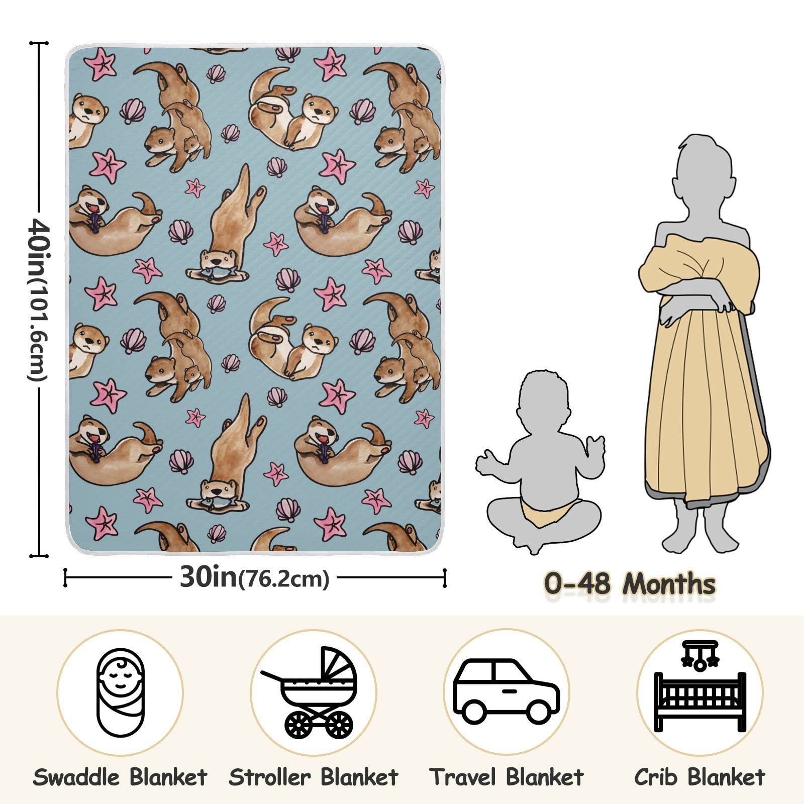 Ollabaky Otters blanket used as a swaddle for gentle warmth.