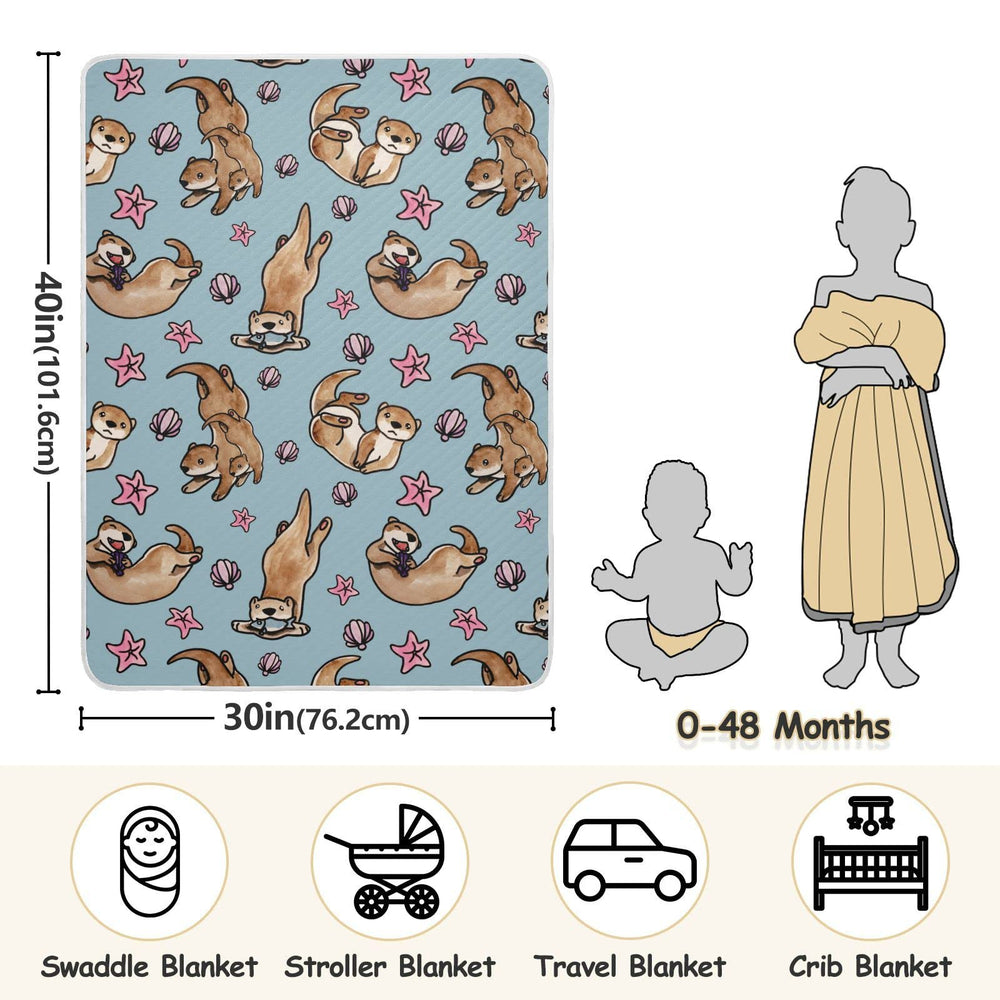 Ollabaky Otters blanket used as a swaddle for gentle warmth.