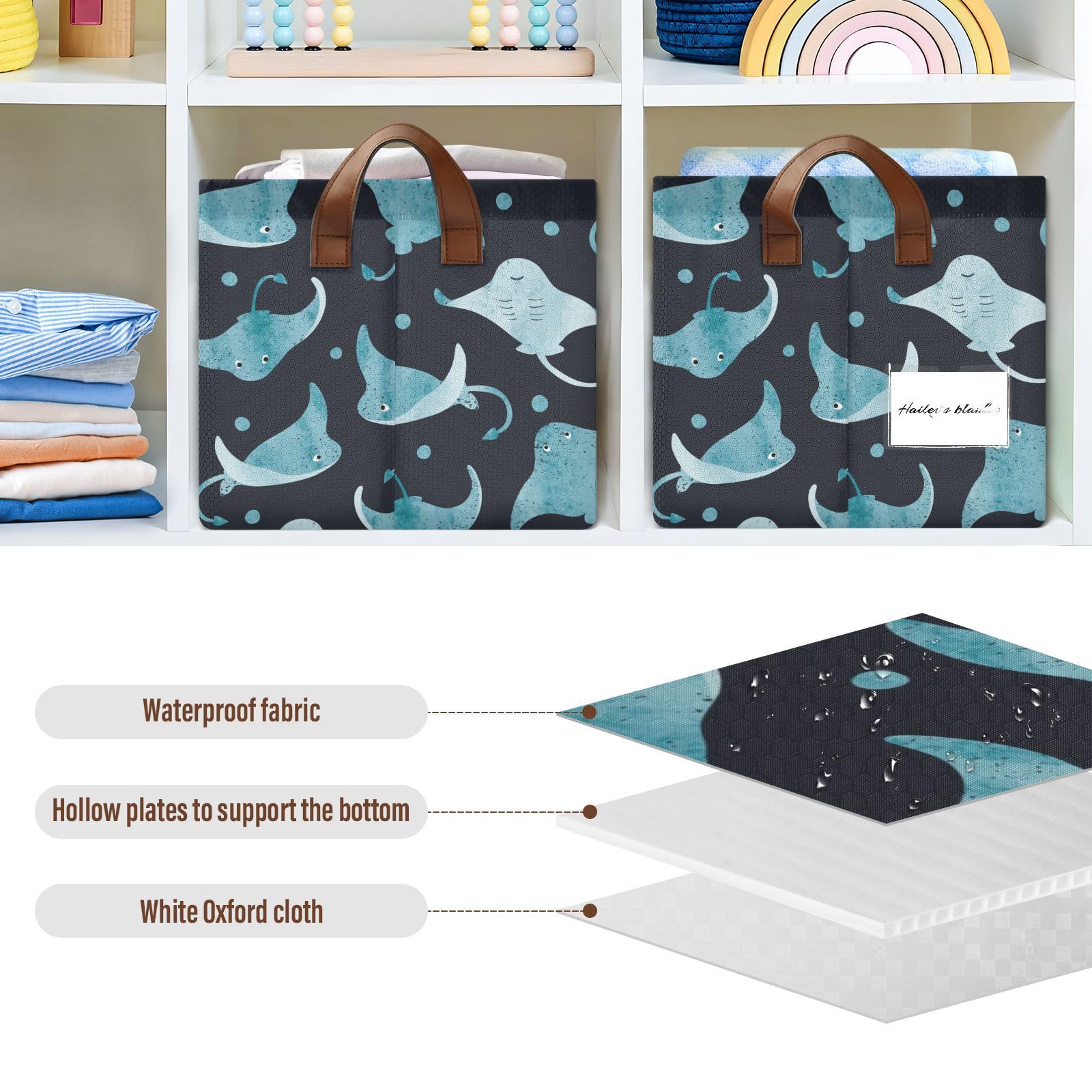 Ollabaky waterproof and dustproof fabric bin protects contents in any room.