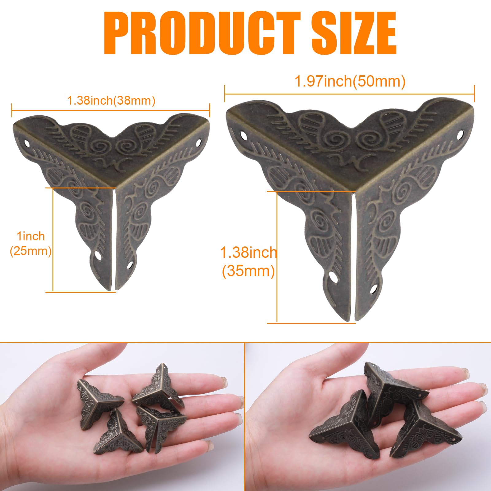 Olldag bronze antique corner protectors with screws for furniture and cabinets.
