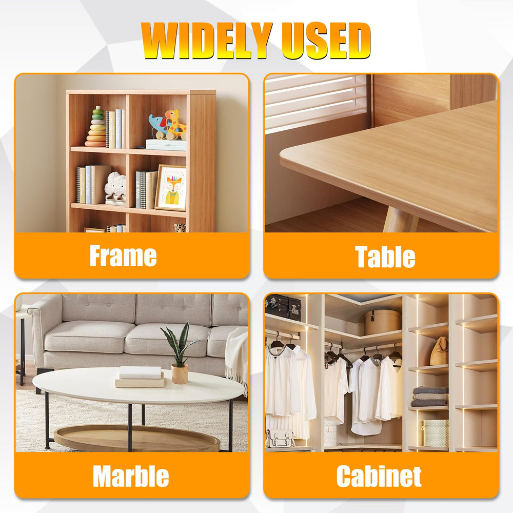 Olldag white edge banding on shelves creates a neat, professional-looking finish.