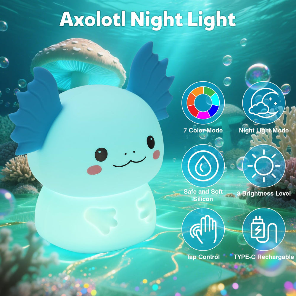 ollycasa Axolotl night light color modes create a calming ambiance