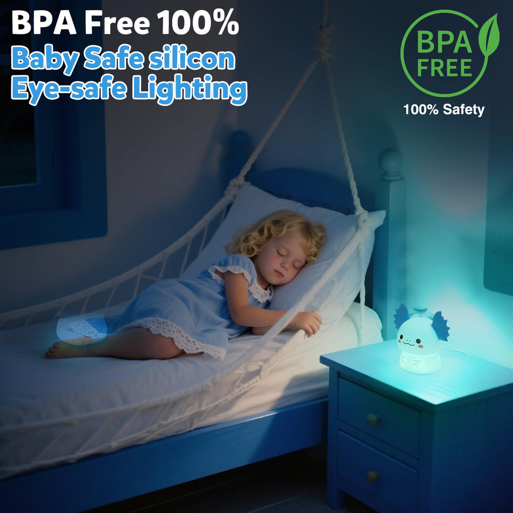 ollycasa Axolotl night light silicone material is BPA-free and kid-safe