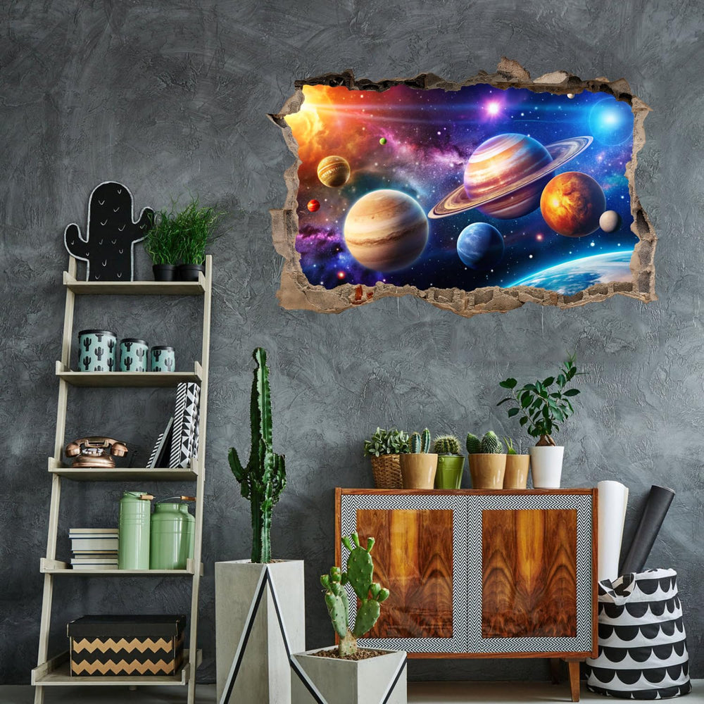 OLMIXA outer-space wall art creates a playful atmosphere in bedrooms and study corners.