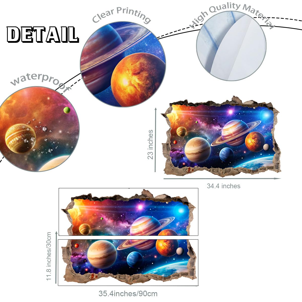 OLMIXA classroom space wall decal enhances focus with celestial decor.