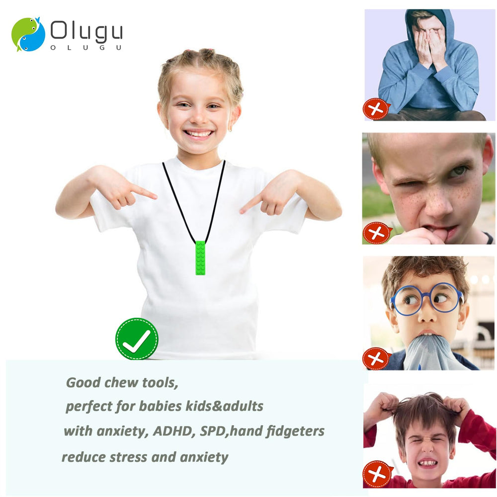 Olugu chew necklaces being cleaned, dishwasher-safe for easy cleaning.