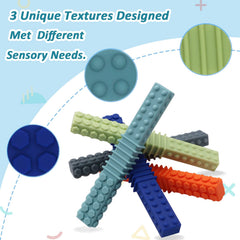 Olugu silicone chew tube teething sticks with varied textures for oral motor input