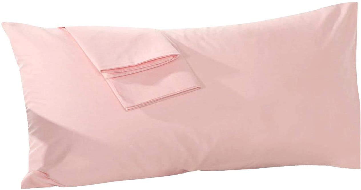 Om Bedding Collection body pillowcase 20x72 pink with luxurious Egyptian cotton texture