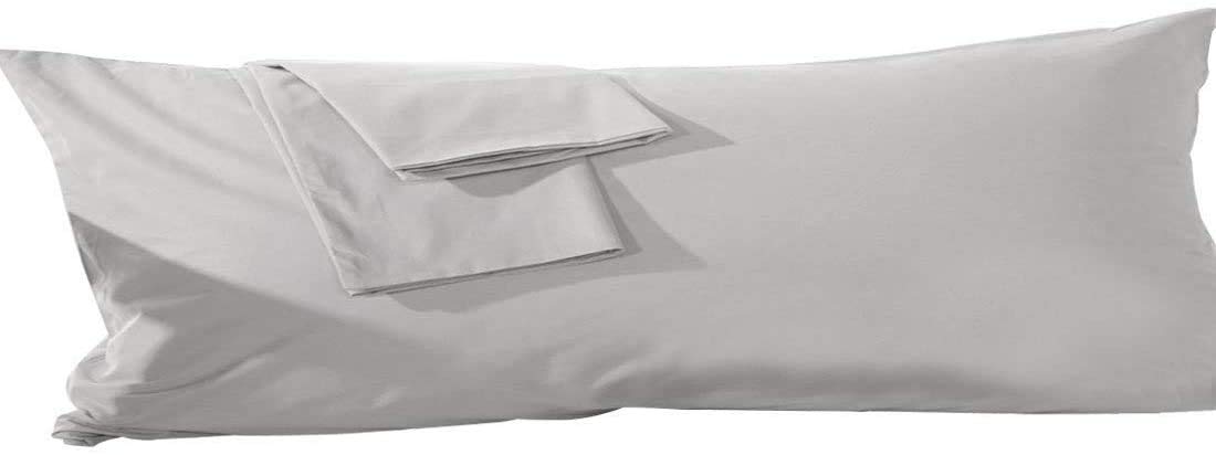 Om Bedding Collection body pillowcase 20x72 silver with zipper for easy changing