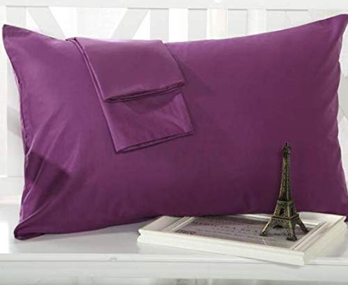 Om Bedding Collection travel pillowcase 12x16 plum, soft Egyptian cotton for toddlers.