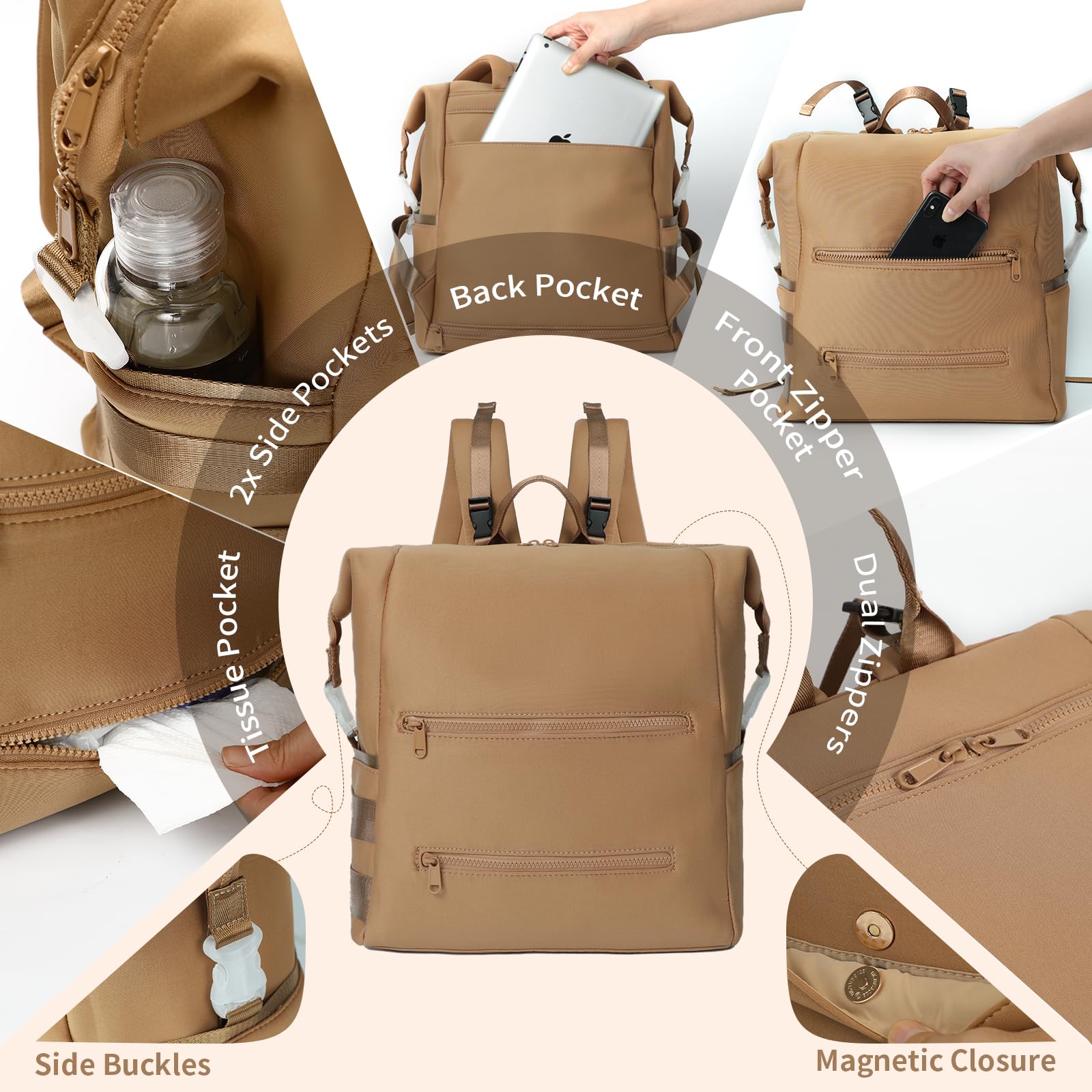 Omanmoli diaper bag backpack changing pad included for on-the-go changes.
