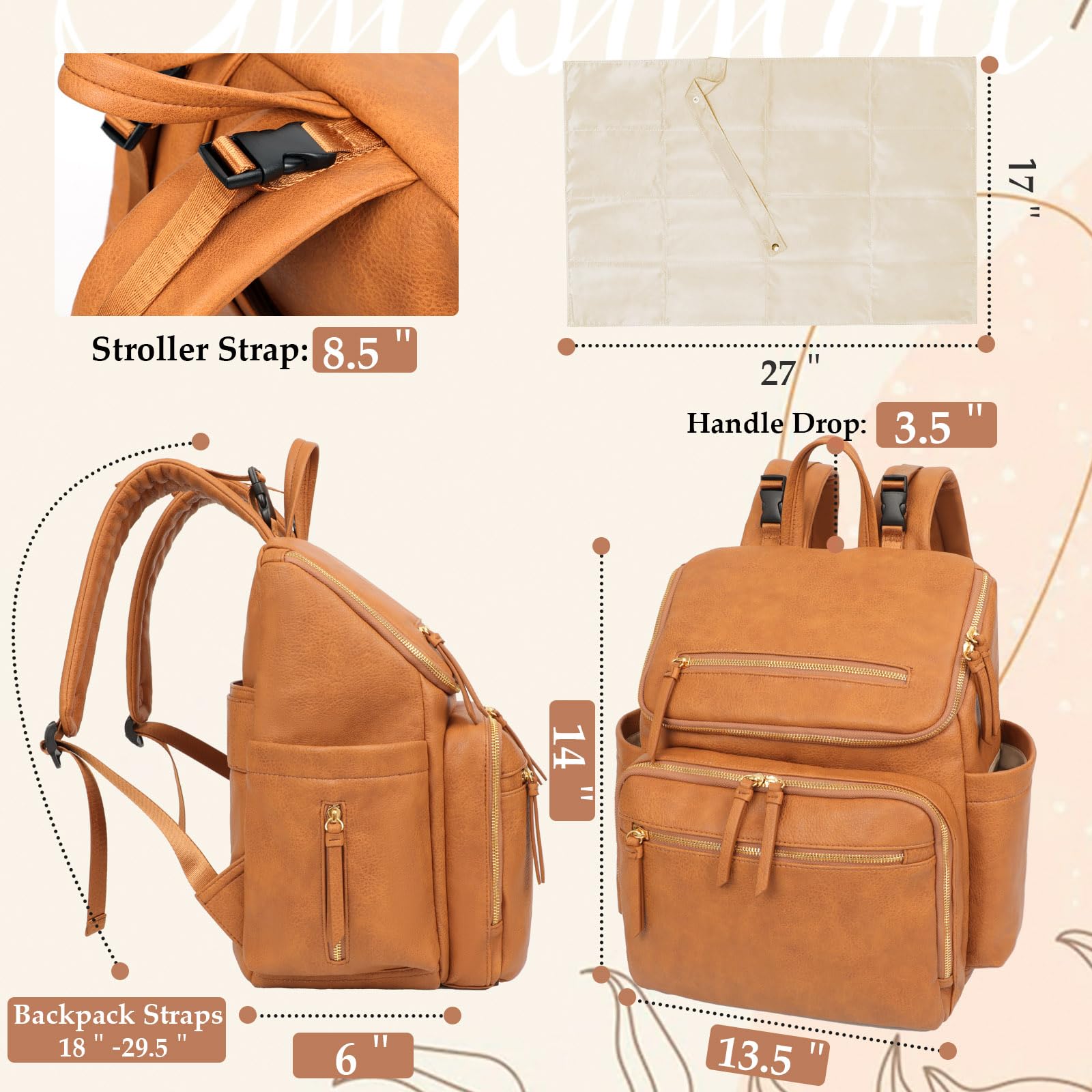 Omanmoli honey bag features luggage sleeve for easy travel