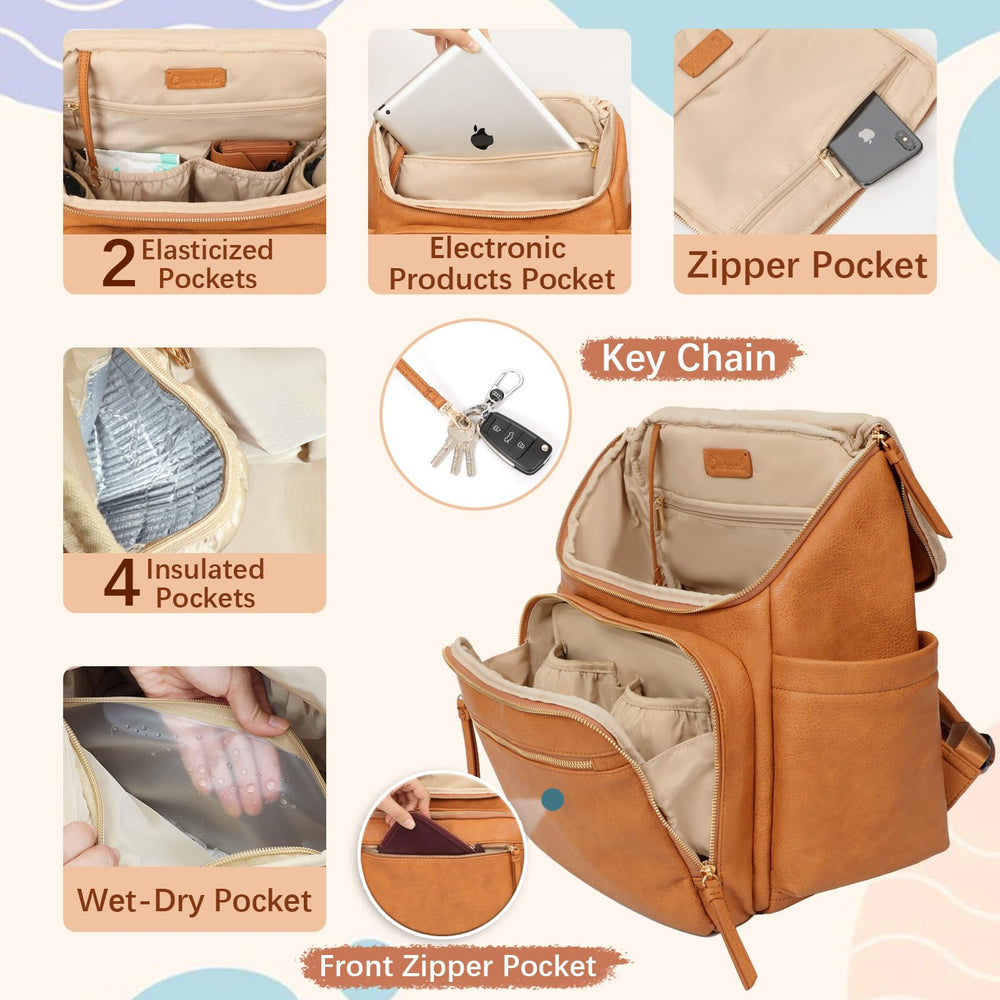 Omanmoli honey diaper bag with stroller straps for hands-free strolling