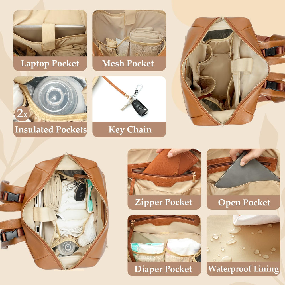 Omanmoli diaper bag backpack padded shoulder straps provide comfortable carrying.