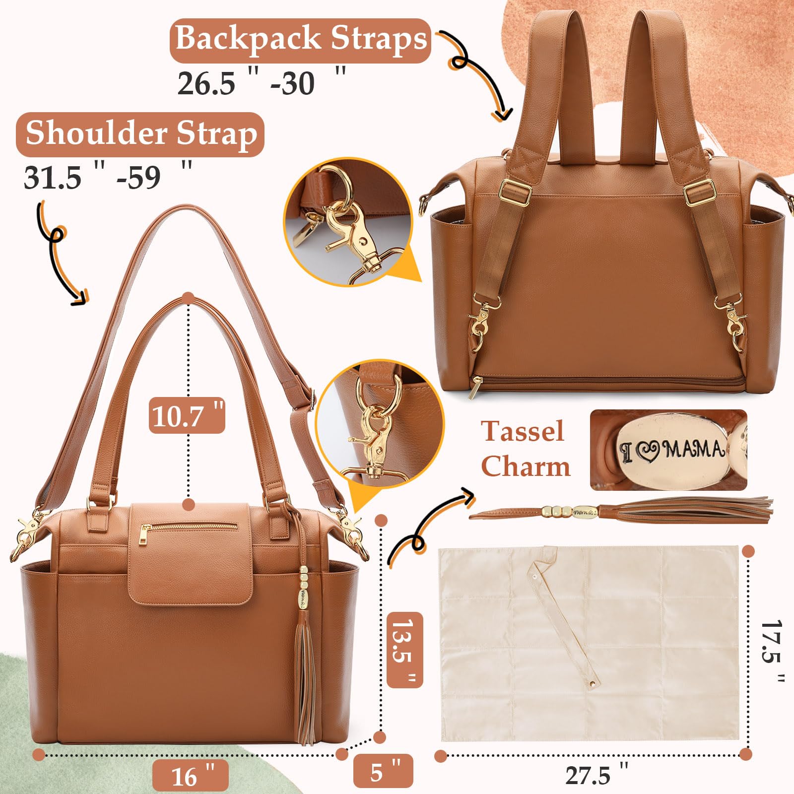 Omanmoli diaper bag includes changing pad for quick onsite changes
