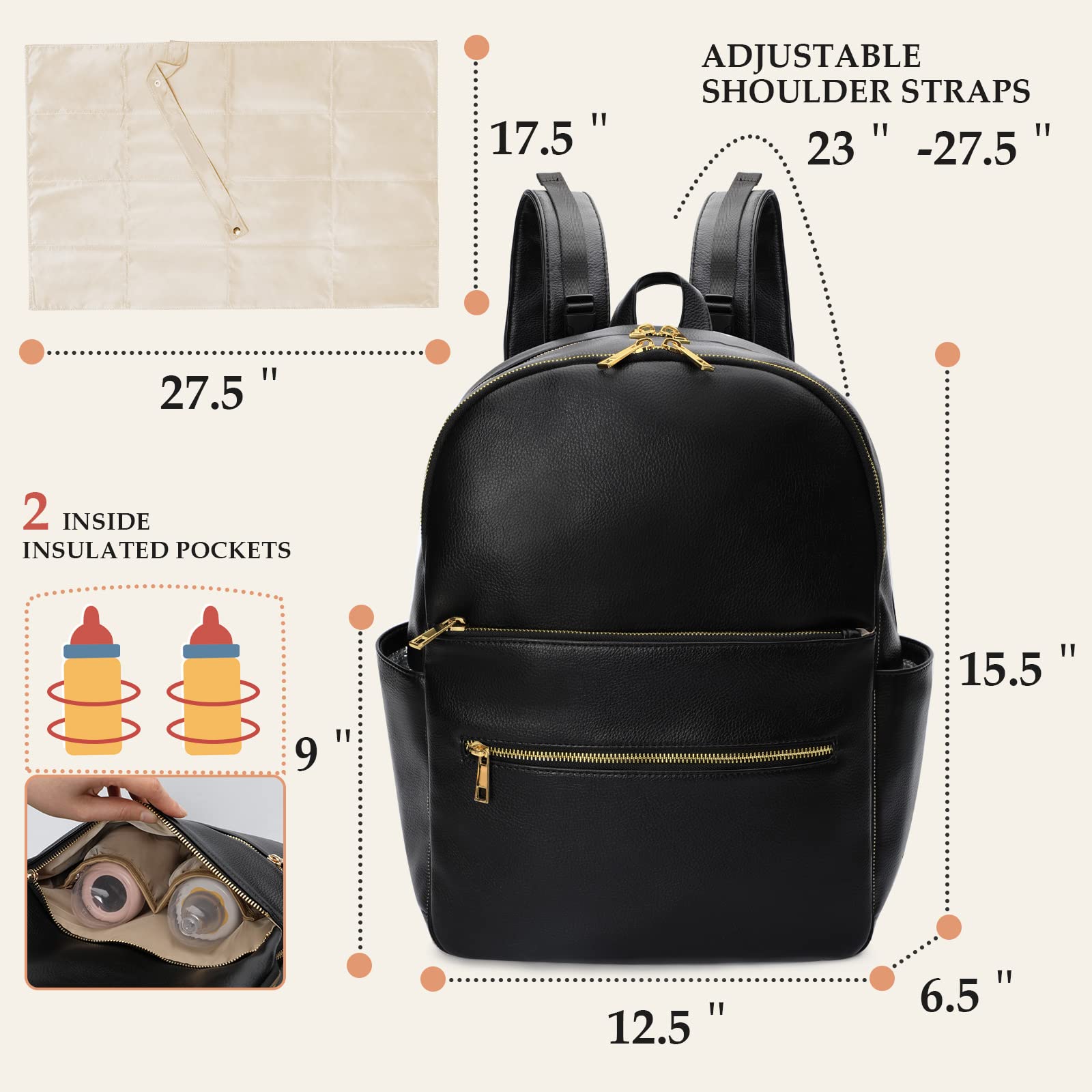 Omanmoli diaper bag changing pad included for on-the-go changes.