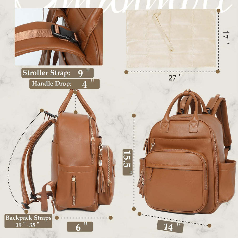 Omanmoli diaper bag interior showing 16 pockets and organization