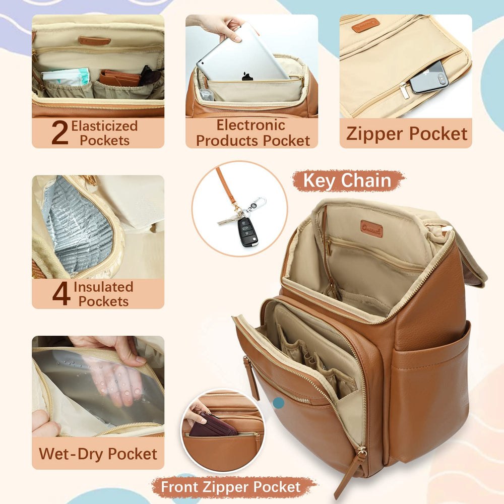 Omanmoli diaper bag with luggage sleeve designed for travel ease with a suitcase.