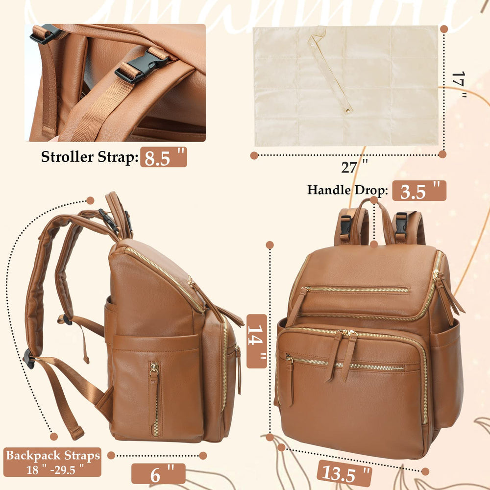 Omanmoli bag featuring stroller straps for secure travel on a stroller.