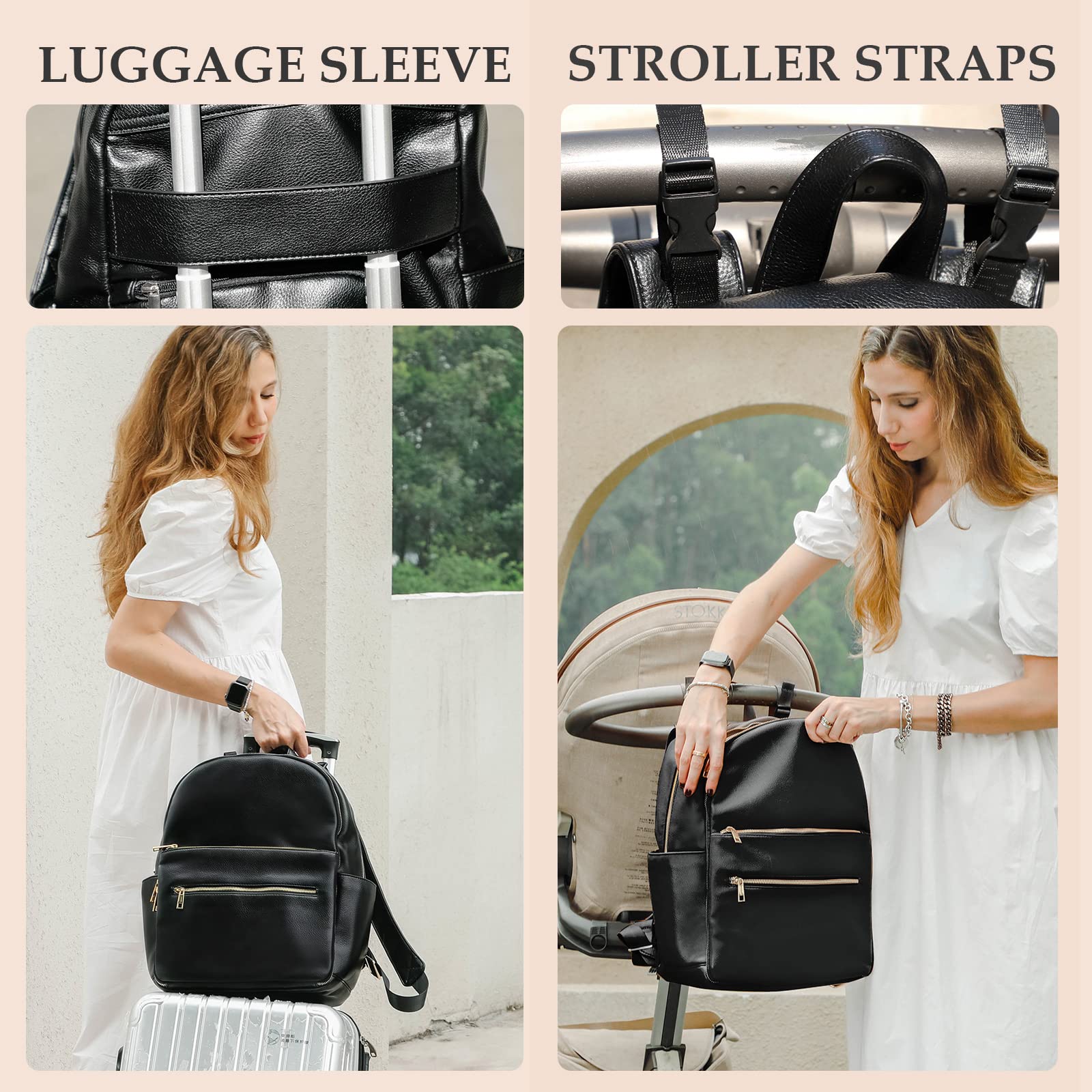 Omanmoli diaper bag stroller straps and adjustable comfort for hands-free travel.
