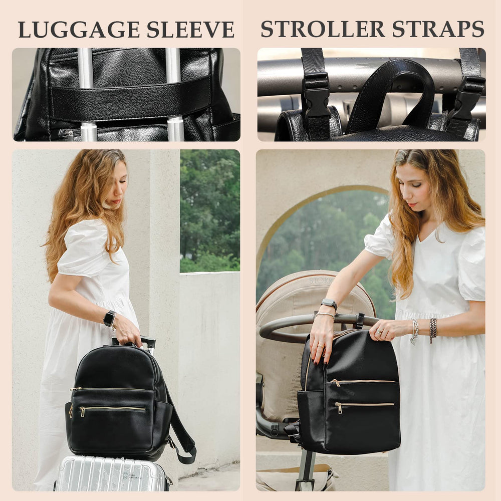 Omanmoli diaper bag stroller straps and adjustable comfort for hands-free travel.