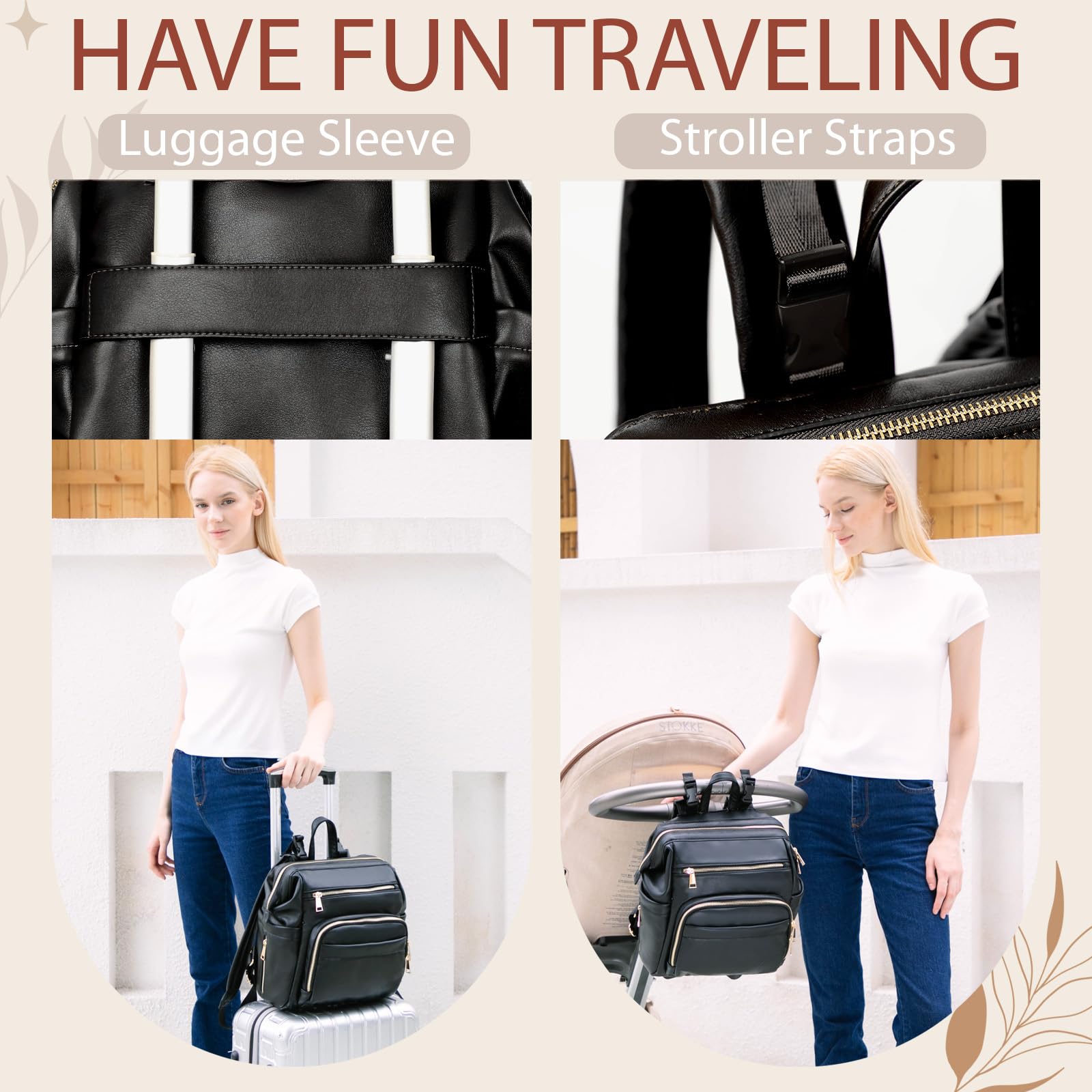 Omanmoli diaper bag top grab handle for easy carrying on busy days.