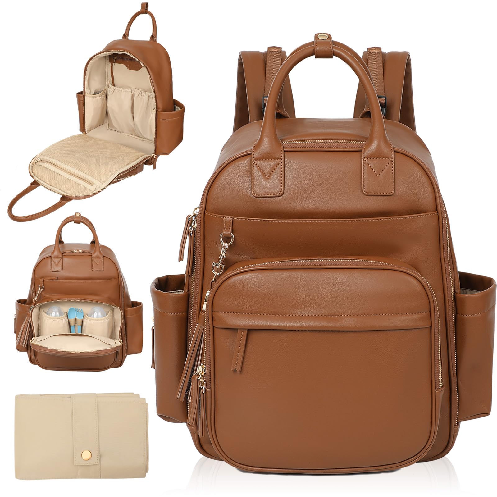 Omanmoli diaper bag backpack front view with spacious compartments