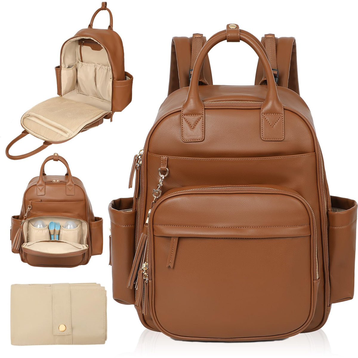 Omanmoli diaper bag backpack front view with spacious compartments