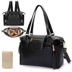 Omanmoli leather diaper bag tote with premium faux leather and organized pockets for daily use.