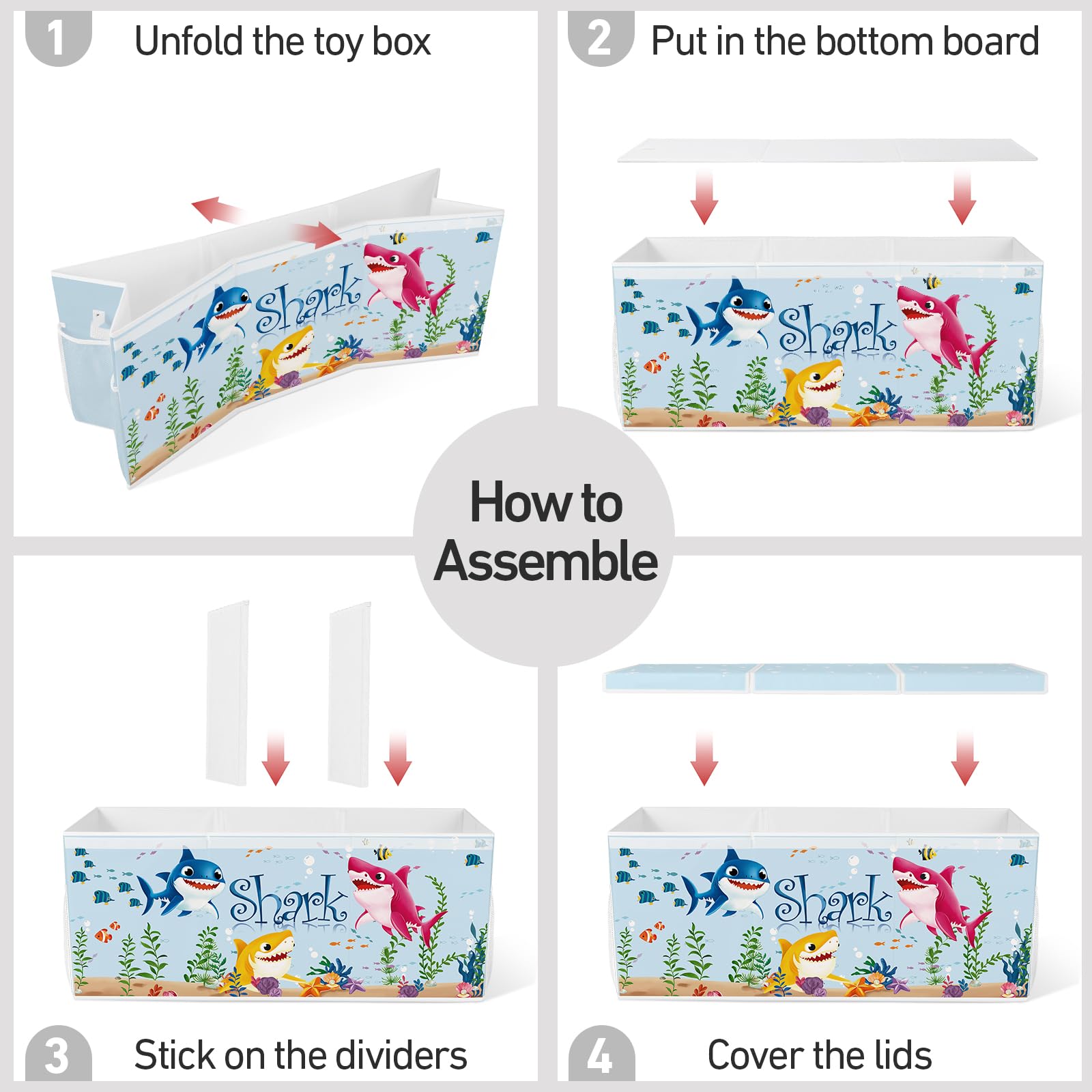 omedecal toy box collapsible design folds flat to save space when not in use