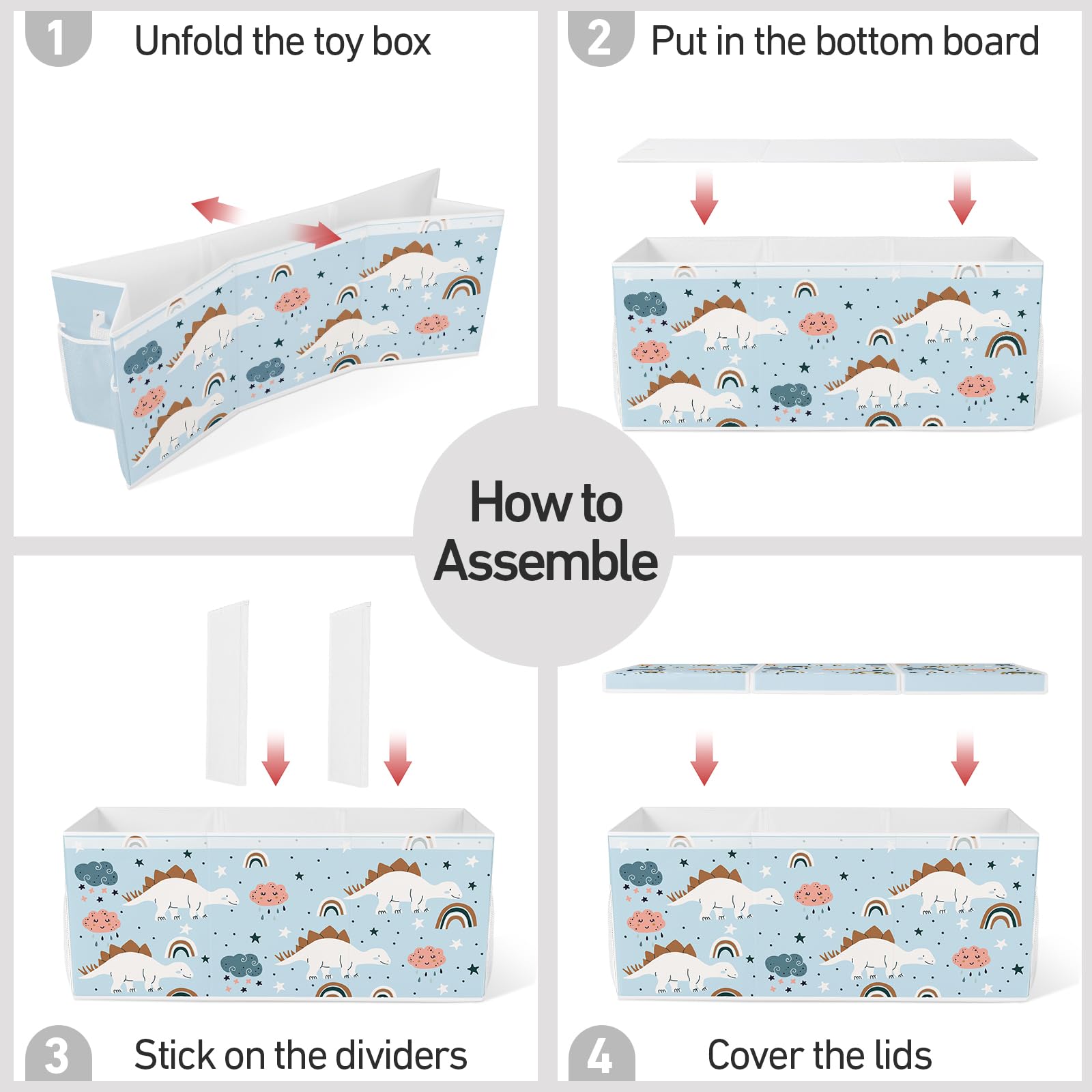 omedecal toy box in playroom or nursery improves room organization.
