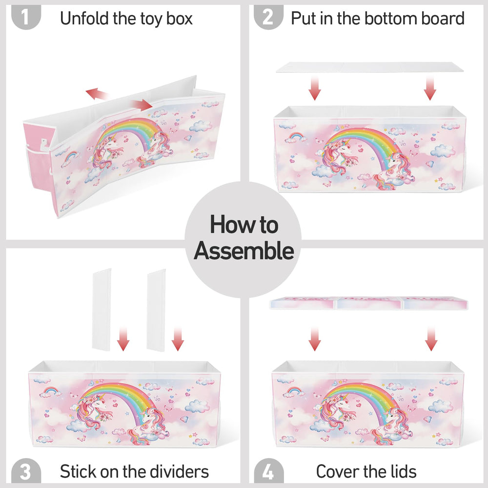 Omedecal toy box suited for living rooms, nurseries, and bedrooms.