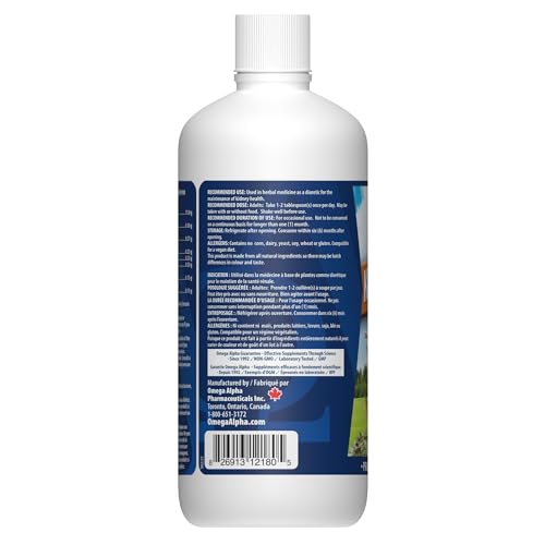 Omega Alpha Kidney Flush bottle pour demonstrates ready-to-use liquid for convenient daily wellness routine