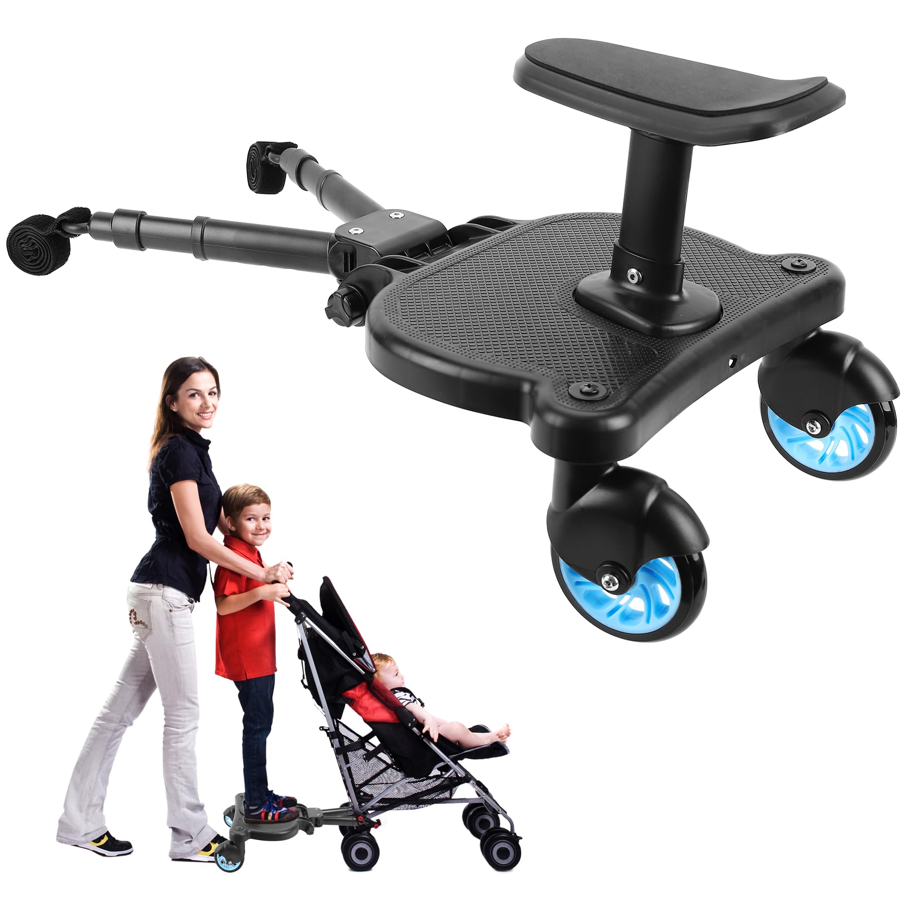 OmegaGym 2026 universal stroller board front view with quick Velcro attachment for versatility.