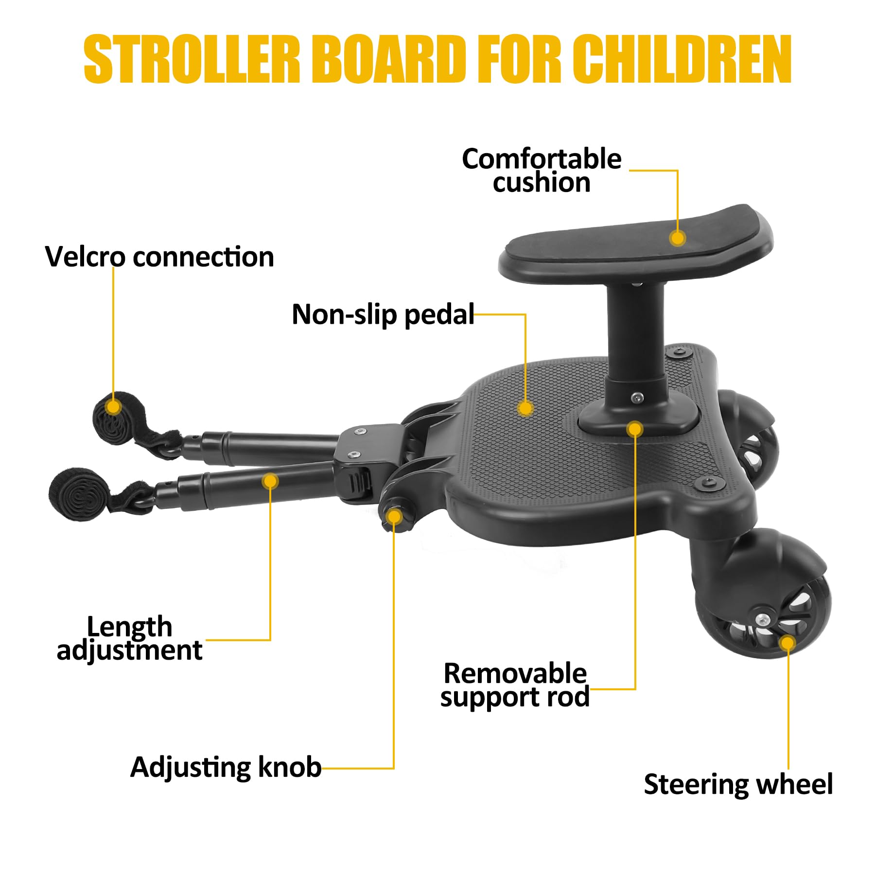OmegaGym adjustable ride height and pedal position fit various stroller models