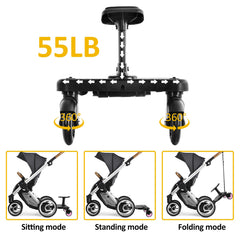 OmegaGym adjustable rod fits different stroller widths for stable riding.