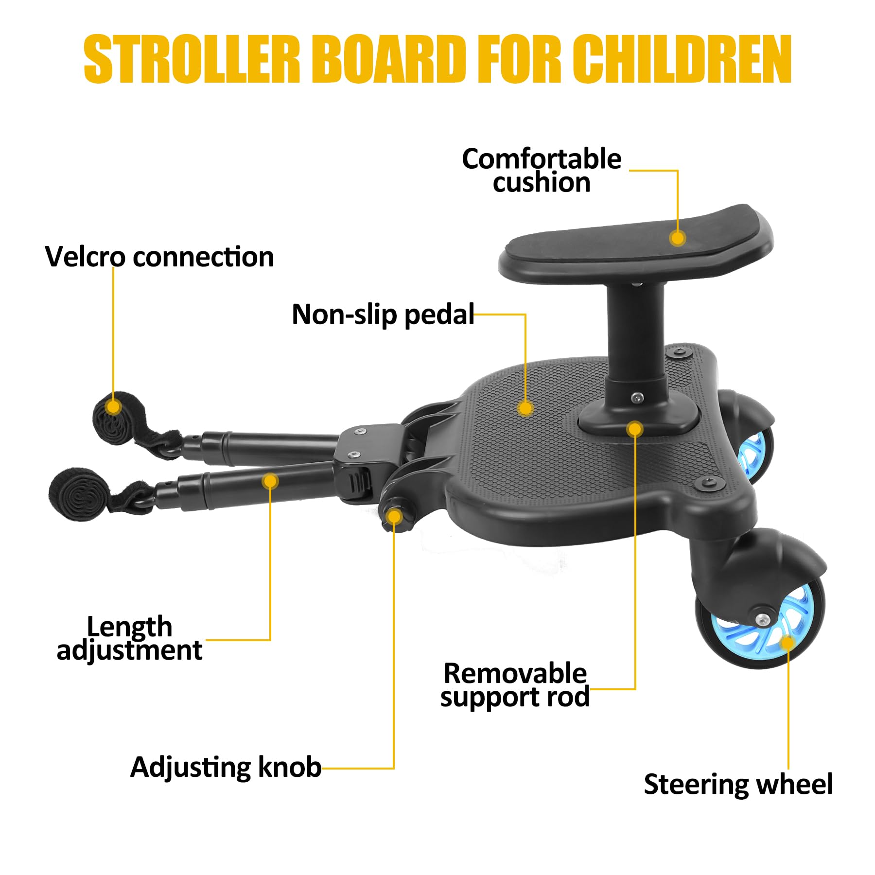 OmegaGym stroller board seat removable enables easy sit-and-stand transitions.