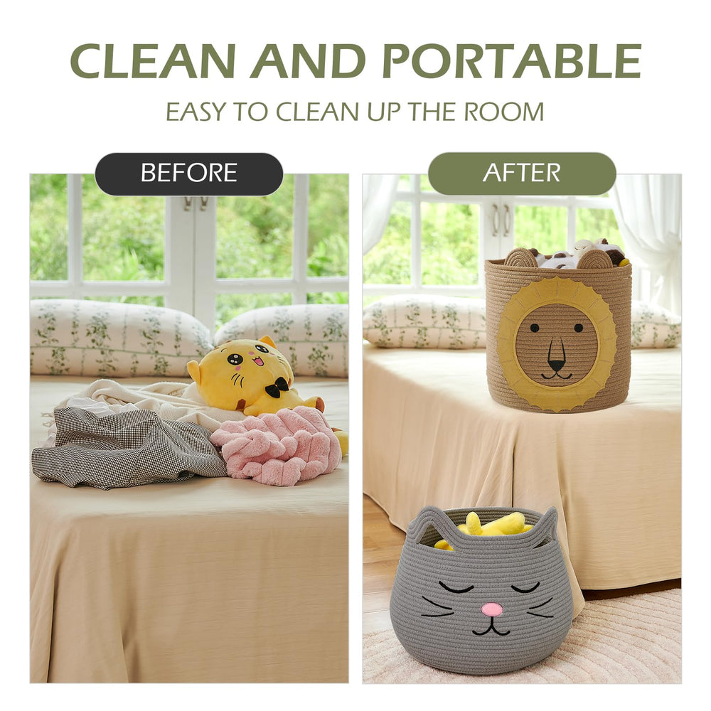 OMERAI animal baskets care tip reshapes after shipping.