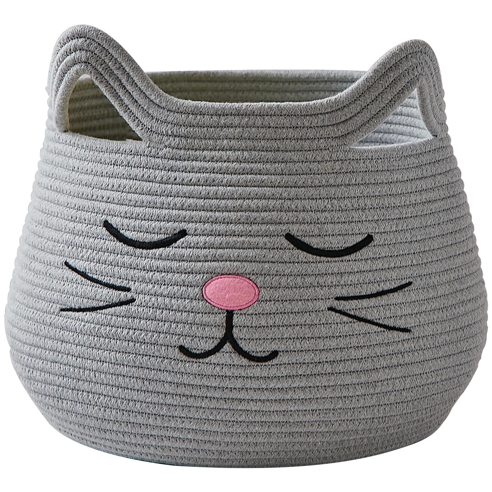 OMERAI animal baskets cat-face close-up for playful toy storage.
