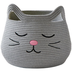 OMERAI animal baskets cat-face close-up for playful toy storage.