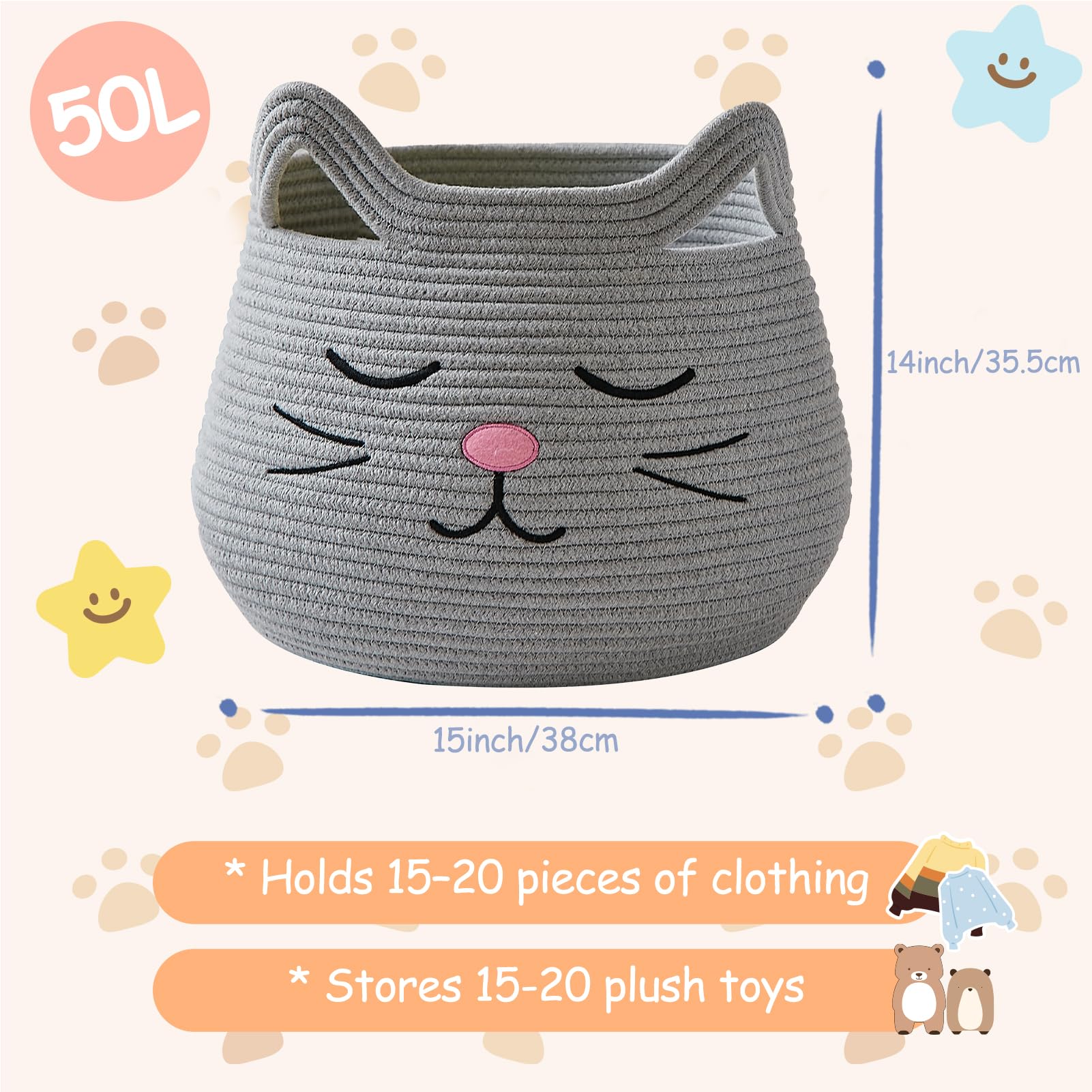 OMERAI animal baskets folded storage demonstrates space-saving design.