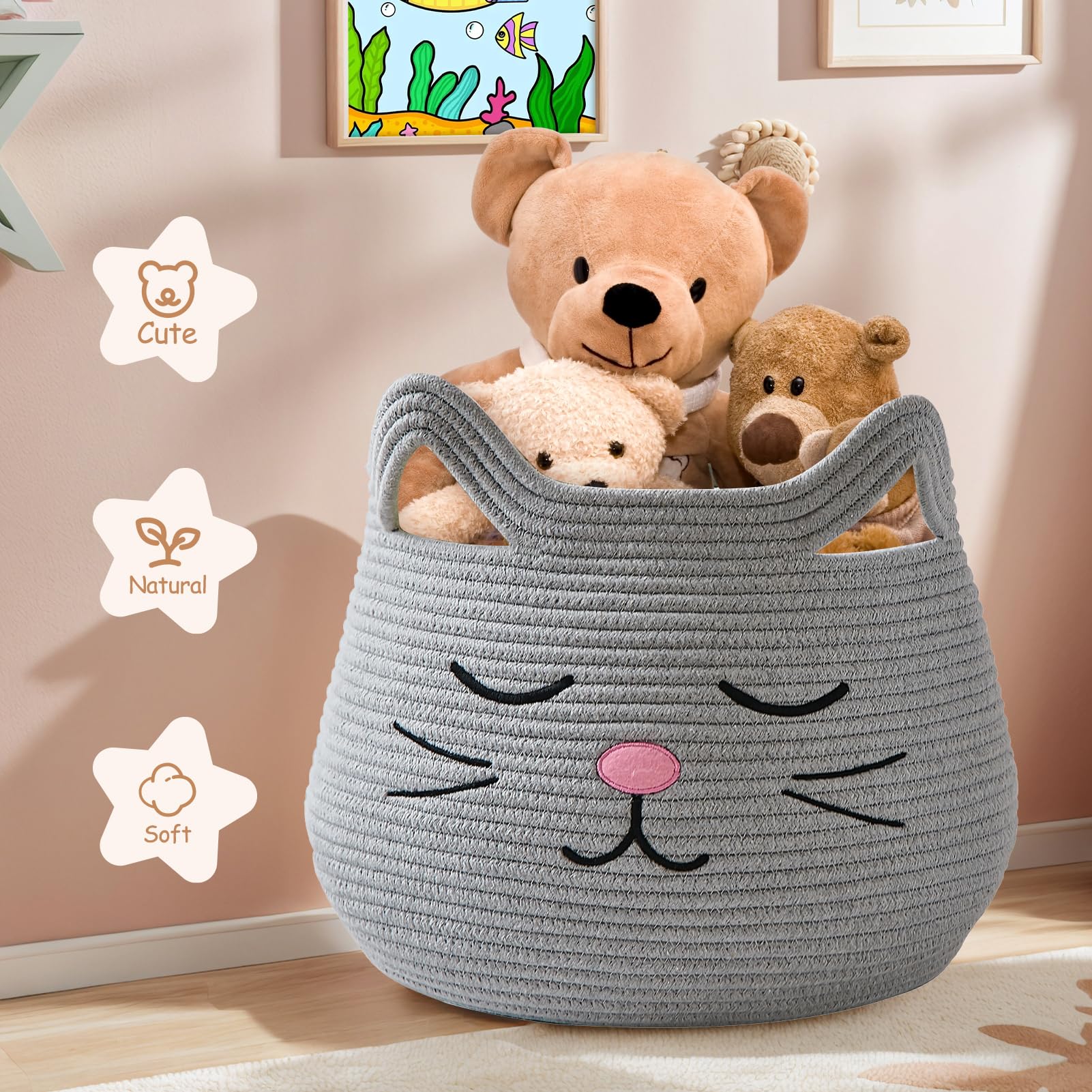 OMERAI animal baskets with invisible handles enable easy transport.