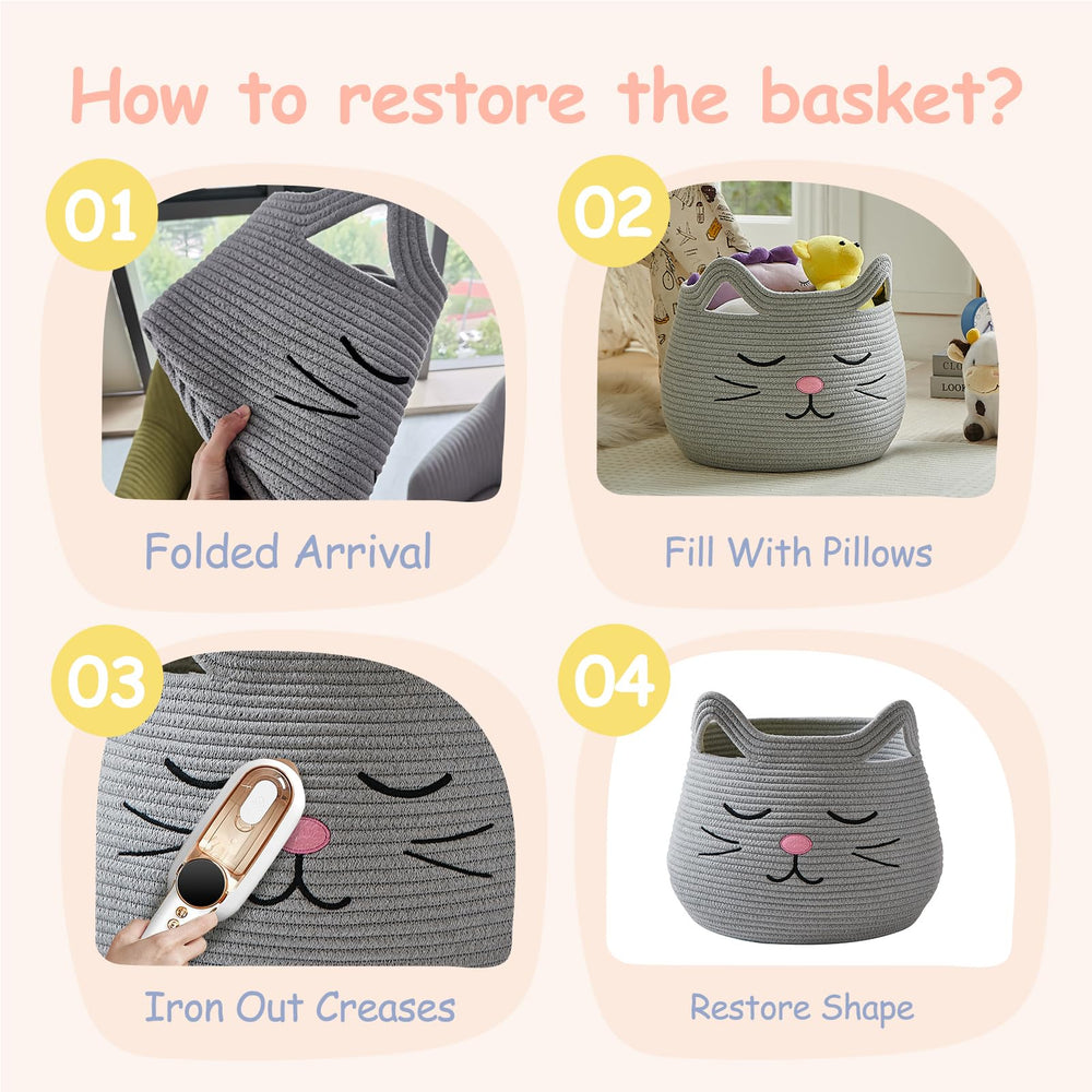 OMERAI animal baskets durable stitching supports heavier items.
