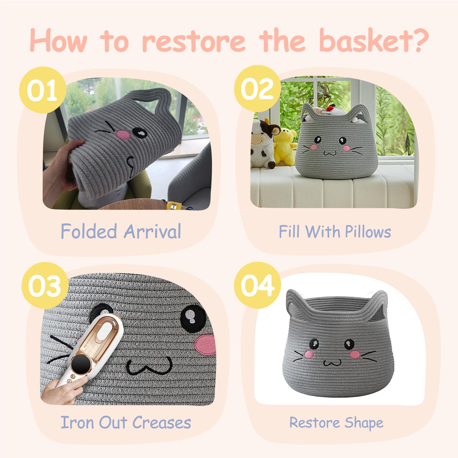 OMERAI cat basket neutral grey complements modern nursery decor